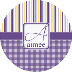 Purple Gingham & Stripe Multipurpose Round Labels - 2" (Personalized)