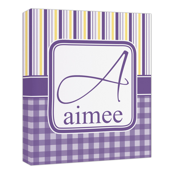 Custom Purple Gingham & Stripe Canvas Print - 20x24 (Personalized)