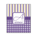 Purple Gingham & Stripe Wood Print - 20x24 (Personalized)