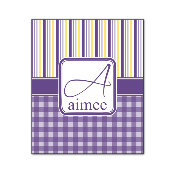 Custom Purple Gingham & Stripe Wood Print - 20x24 (Personalized)