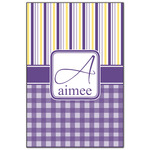 Purple Gingham & Stripe Wood Print - 20x30 (Personalized)