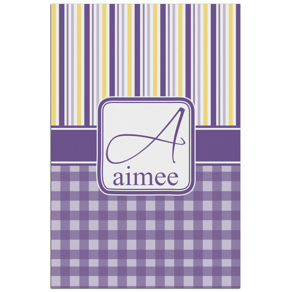 Custom Purple Gingham & Stripe Poster - Matte - 24x36 (Personalized)