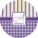 Purple Gingham & Stripe Multipurpose Round Labels - Custom Sized (Personalized)