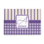 Purple Gingham & Stripe 4' x 6' Indoor Area Rug (Personalized)