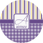 Purple Gingham & Stripe Multipurpose Round Labels - 5" (Personalized)