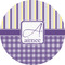 Purple Gingham & Stripe 5" Multipurpose Round Label - Single Sticker