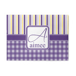 Purple Gingham & Stripe 5' x 7' Patio Rug (Personalized)