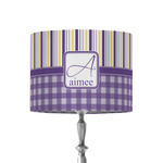 Purple Gingham & Stripe 8" Drum Lamp Shade - Fabric (Personalized)