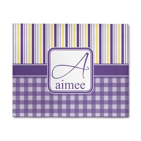 Custom Purple Gingham & Stripe 8' x 10' Indoor Area Rug (Personalized)