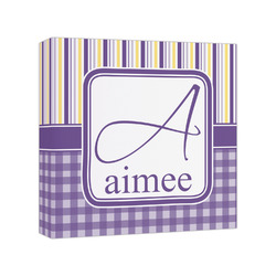 Purple Gingham & Stripe Canvas Print - 8x8 (Personalized)