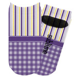 Purple Gingham & Stripe Adult Ankle Socks