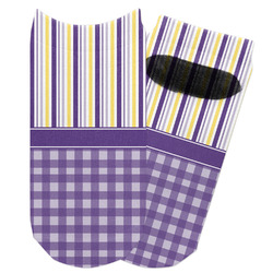 Purple Gingham & Stripe Adult Ankle Socks