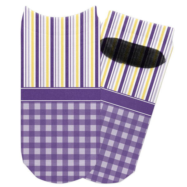 Custom Purple Gingham & Stripe Adult Ankle Socks