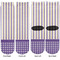 Purple Gingham & Stripe Adult Crew Socks - Double Pair - Front and Back - Apvl