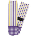 Purple Gingham & Stripe Adult Crew Socks