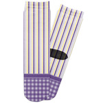 Purple Gingham & Stripe Adult Crew Socks