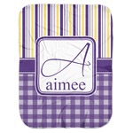 Purple Gingham & Stripe Baby Swaddling Blanket (Personalized)