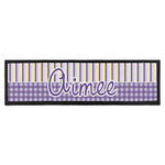 Purple Gingham & Stripe Bar Mat - Large (Personalized)