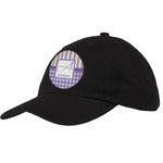 Purple Gingham & Stripe Baseball Cap - Black (Personalized)