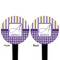 Purple Gingham & Stripe Black Plastic 4" Food Pick - Round - Double Sided - Front & Back