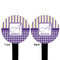 Purple Gingham & Stripe Black Plastic 6" Food Pick - Round - Double Sided - Front & Back