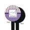 Purple Gingham & Stripe Black Plastic 7" Stir Stick - Single Sided - Round - Front & Back