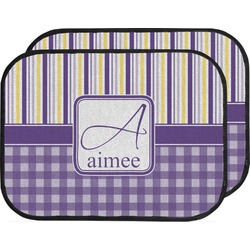 Purple Gingham & Stripe Car Floor Mats (Back Seat) (Personalized)