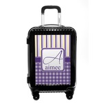 Purple Gingham & Stripe Carry On Hard Shell Suitcase (Personalized)