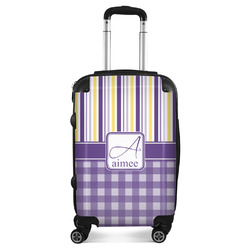 Purple Gingham & Stripe Suitcase (Personalized)