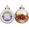 Purple Gingham & Stripe Ceramic Christmas Ornament - Poinsettias (APPROVAL)