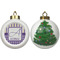 Purple Gingham & Stripe Ceramic Christmas Ornament - X-Mas Tree (APPROVAL)