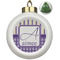 Purple Gingham & Stripe Ceramic Christmas Ornament - Xmas Tree (Front View)