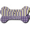 Purple Gingham & Stripe Ceramic Flat Ornament - Bone Front & Back Double Print