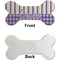 Purple Gingham & Stripe Ceramic Flat Ornament - Bone Front & Back Single Print (APPROVAL)