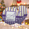 Purple Gingham & Stripe Ceramic Flat Ornament - PARENT