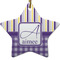 Purple Gingham & Stripe Ceramic Flat Ornament - Star (Front)