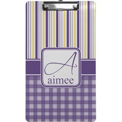 Purple Gingham & Stripe Clipboard (Legal Size) (Personalized)