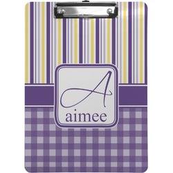 Purple Gingham & Stripe Clipboard (Letter Size) (Personalized)