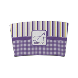 Purple Gingham & Stripe Coffee Cup Sleeve (Personalized)