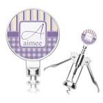 Purple Gingham & Stripe Corkscrew (Personalized)