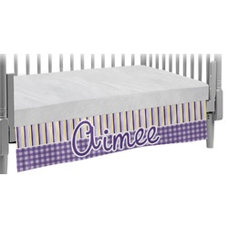 Purple Gingham & Stripe Crib Skirt (Personalized)