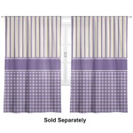 Purple Gingham & Stripe Curtain Panel - Custom Size