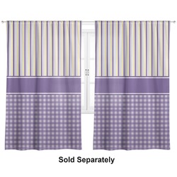 Purple Gingham & Stripe Curtain Panel - Custom Size