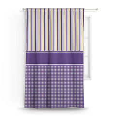 Purple Gingham & Stripe Curtain Panel - Custom Size