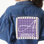 Purple Gingham & Stripe Twill Iron On Patch - Custom Shape - 3XL (Personalized)