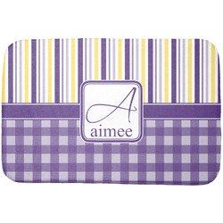 Purple Gingham & Stripe Dish Drying Mat (Personalized)