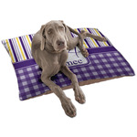 Purple Gingham & Stripe Dog Bed - Large w/ Name and Initial