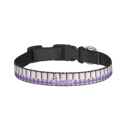 Purple Gingham & Stripe Dog Collar - Large (Personalized)