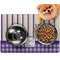 Purple Gingham & Stripe Dog Food Mat - Small LIFESTYLE