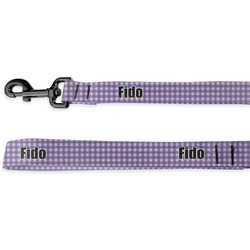 Purple Gingham & Stripe Deluxe Dog Leash - 4 ft (Personalized)